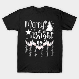 Merry & Bright Garland in Light Font T-Shirt